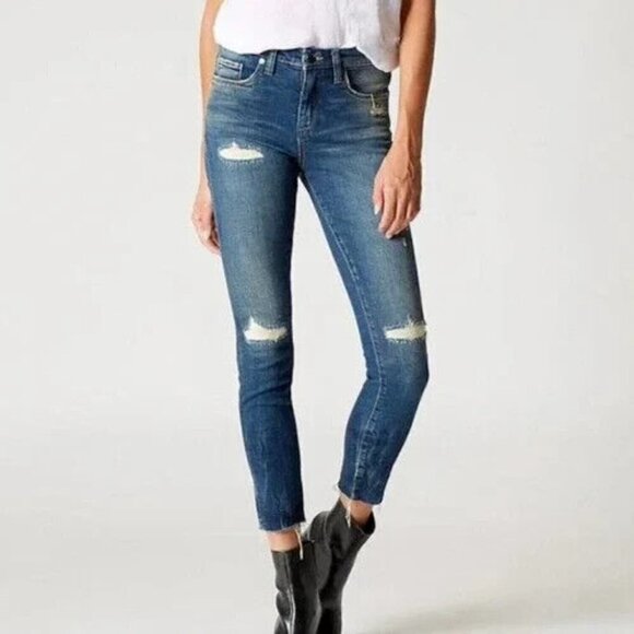 Blank NYC Mid Rise Skinny Distressed Raw Hem Jeans Size 28 - Picture 1 of 11